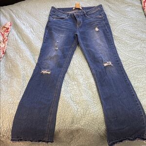 Democracy Blue Distressed Flare Jeans